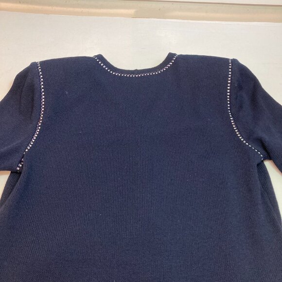 Vtg St. John Evening By Marie Gray Navy Blue Faux Diamond Knit Jacket Sz 6 - Picture 4 of 9